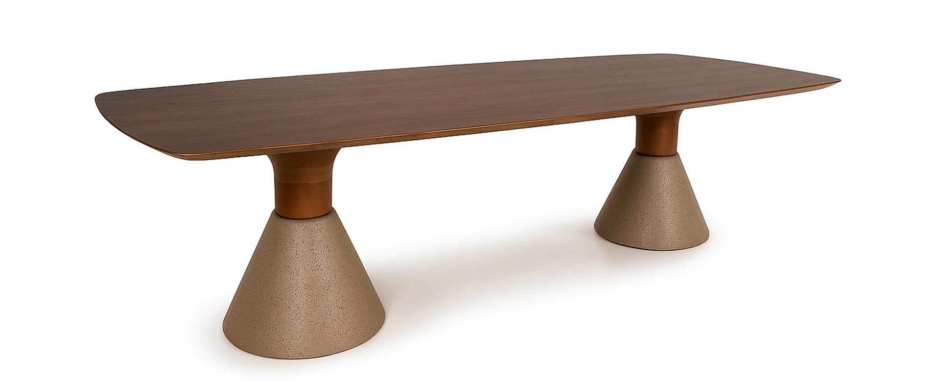 Mesa de jantar Luca retangular com tampo capri barril