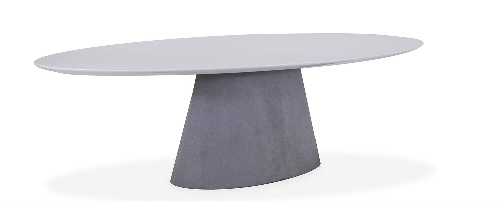 Mesa de Jantar Vick Oval Resina com base Concreto