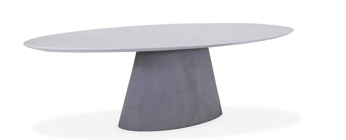 Mesa de Jantar Vick Oval Resina com base Concreto 457 