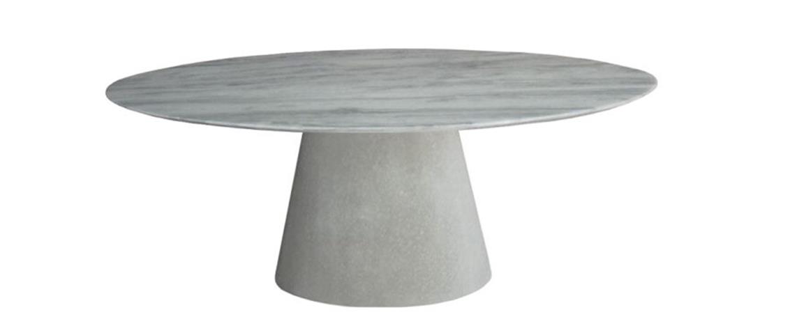 Mesa de Jantar Vick Oval Mármore E.S. Base Concreto 457 