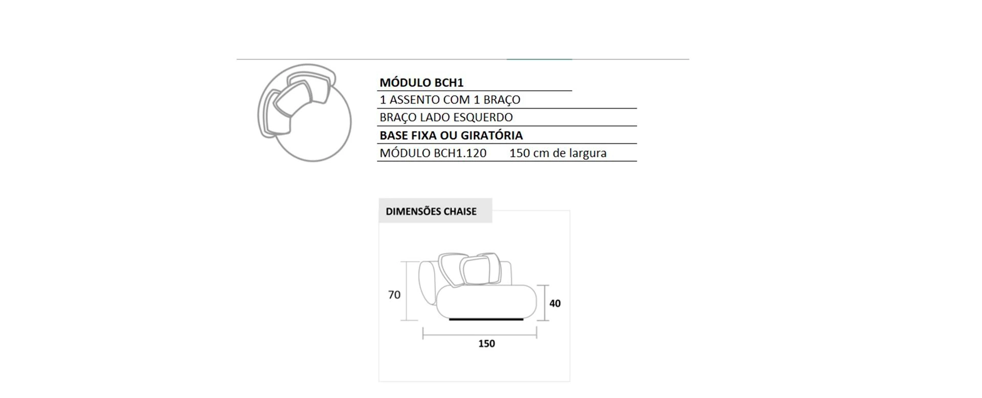 Chaise Dream 30 desenho tecnico