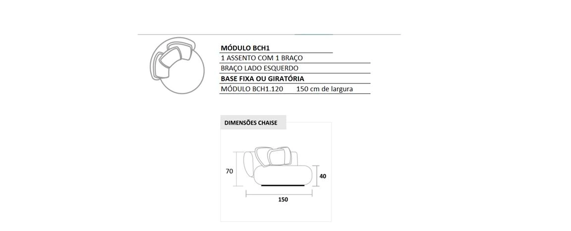 Chaise Dream 30 desenho tecnico
