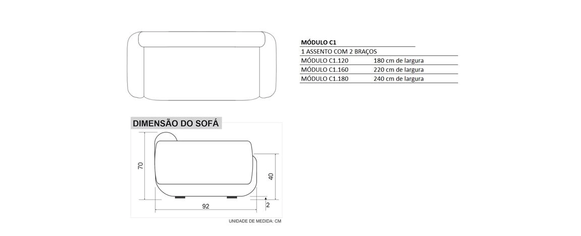 Sofá Aires 30 desenho tecnico 