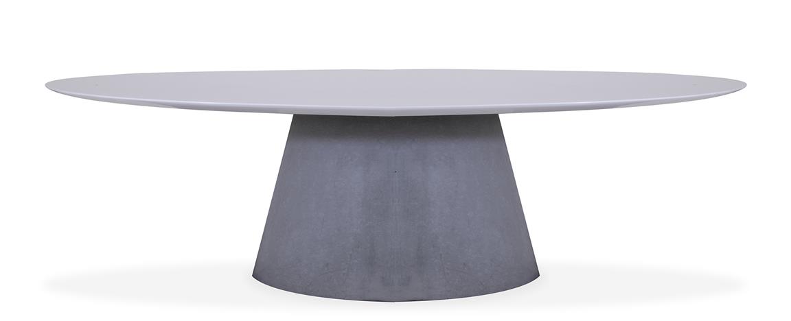 Mesa de Jantar Vick Oval Resina com base Concreto 457 