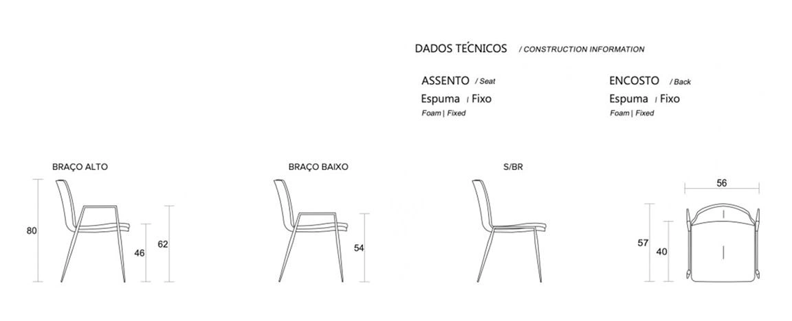Cadeira Savona Braço Baixo 996 desenho