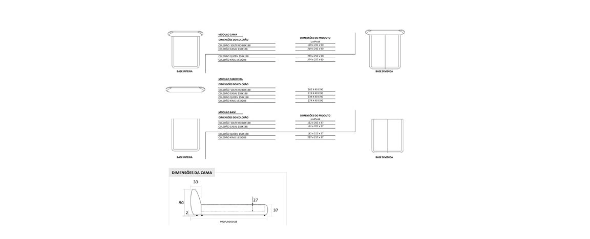 Cama Flow flow 30 desenho tecnico